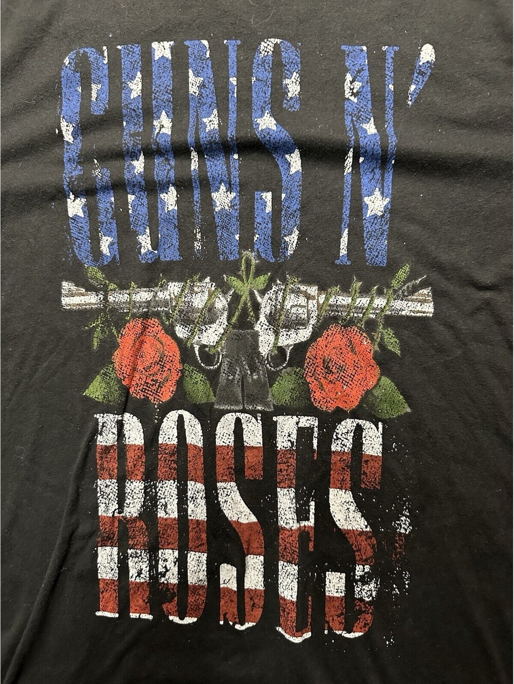 Guns N Roses Band Tee Large Rock Skull Roses Graphic Shirt Black